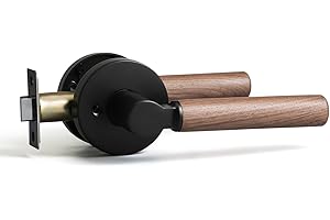 YAGU Wooden Round Passage Lever Door Handle Non-Locking Lever Set Pack of 1 [for Hallway or Closet Doors] Reversible for Right & Left Sided Doors Heavy Duty - Matte Black Finish
