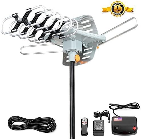 Sobetter Outdoor Amplified HDTV Antenna Digital TV Antenna 150 Miles 360° Degree Rotation HD Digital Outdoor Indoor HDTV Antenna Remote Controller