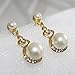 Gems&Silver Romantic Set Pearl Necklace and Earrings 3 Colors 18K Gold Plated with Rhinestones