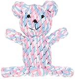 Zanies Rope Bear Dog Toys, Pink, Small, 4