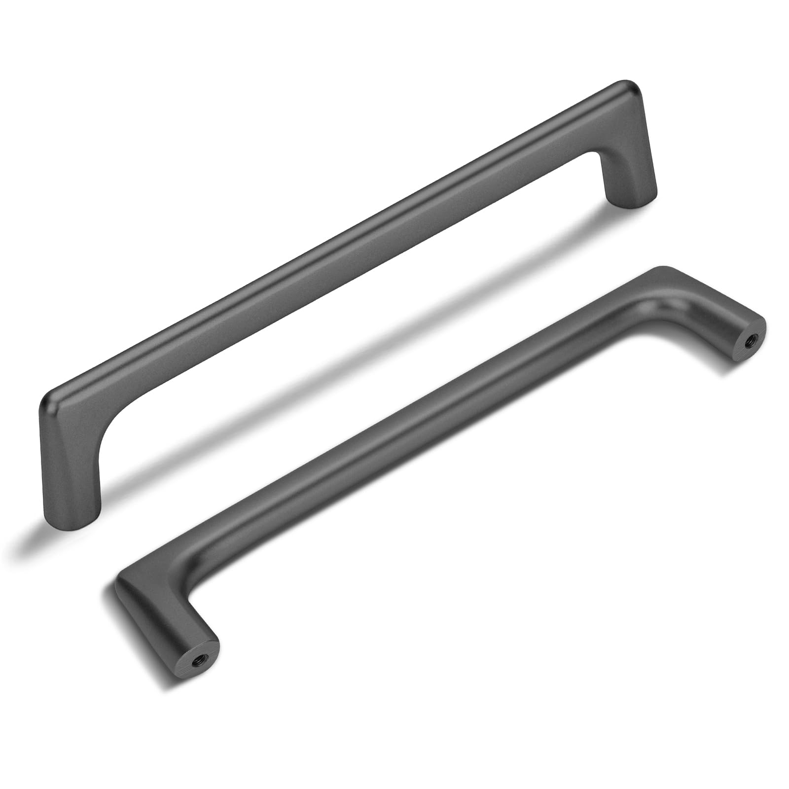 Photo 1 of 10 Pack 6.3 Inch(160mm) Hole Center Modern Matte Dark Gunmetal Gray Cabinet Pull Handle Timeless Vanity Drawer Pull Handle Classic Cabinet Hardware for Kitchen Bathroom, Screws Included, Gray(6.3x10)