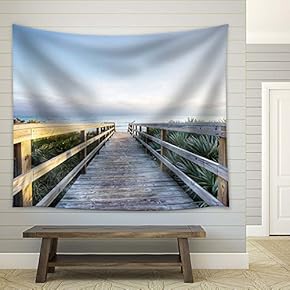 Rustic Wood Pier - Fabric Tapestry, Home Decor - 51x60 inches