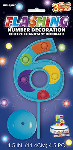 Flashing Multicolor Number 6 Cake Topper Decoration