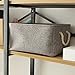 TheWarmHome Collapsible Rectangular Household Fabric Storage Organizer Basket with Handles for Kids,Grey