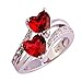 Emsione 925 Sterling Silver Plated Created Heart Rainbow&Topaz Womens Promise Ring