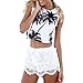 ETOSELL Women Coconut Palm Tree Print Top Vest Blouse Sleeveless Crop T-Shirt White