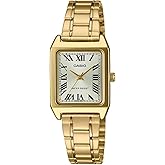 Casio LTP-V007G-9B Women's Rectangular Gold Tone Stainless Steel Roman Gold Dial Dress Watch
