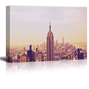 Canvas Wall Art - Cityscape of New York City Skyline - Giclee Print Gallery Wrap Modern Home Art Ready to Hang - 12" x 18"