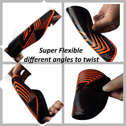 Soccer Shin guards with Extreme Armour Pu Foam Protection, with Compression Sleeve ,Men and Women Fit Height Range 5'9'' ~ 6'5'' - Thumbnail 3