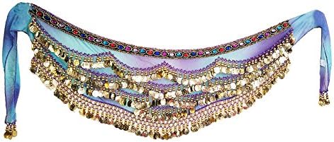 Qlan Women's Belt Wrap Hip With Sliver Coins, Belly Dance Wrap & Hip Scarf