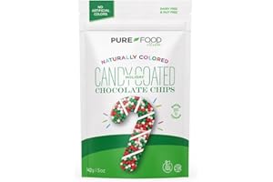 PURE FOOD BY ESTÉE Pure Food By Estee Holiday Candy Coated Chocolate Chips, Dye Free Sprinkles, 5oz | All Natural Sprinkles | Soy Free, Gluten Free, Dairy Free, Nut Free