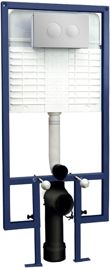 Wall Hung Toilet Frame with Dual Flush Concealed Cistern & Round Push Button