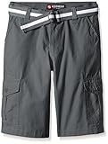 Southpole Big Boys Belted Ripstop Basic Cargo Short with Washing All Season, Charcoal, 12