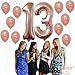 Rose Gold 13 Number Balloons, Large, Pack of 12 | 1 and 3 Foil Mylar Rose Gold Number Balloons | 13th Birthday Decoration Party Supplies Pack, 13 Year Old Anniversary, Wedding