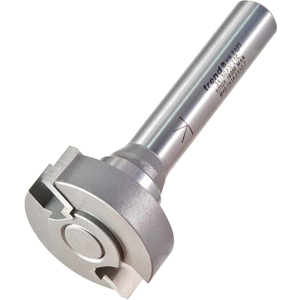 Trend Professional Guided Espagnolette Router Cutter, 1/2 Inch Shank, 40.05mm Cut Diameter, 16.3/12.3mm Cut Length, 2mm Step, 34/50X1/2TC