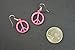 Neon Hot Pink Hippie Peace Sign Dangle Earrings