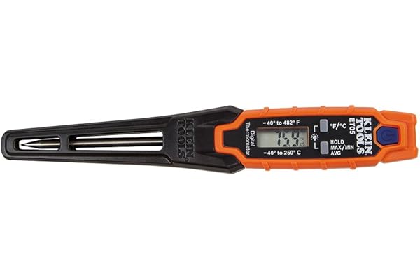 Klein Tools ET05 Digital Pocket Thermometer, HVAC Instant Read Thermometer with Backlit Display, Wide Measurement Range, Fahr
