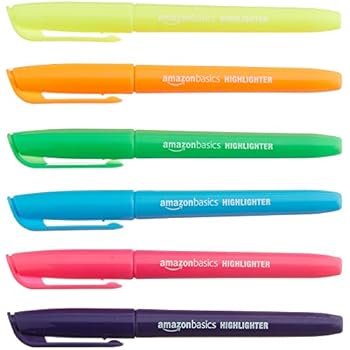 AmazonBasics Chisel Tip Highlighters - Pack of 12 Assorted Colors