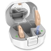 Lentorgi Rechargeable Hearing Aids with Noise Reduction for Seniors - Beige | Mild Moderate Severe Hearing Loss, BTE Behind the Ear, Dual Microphones, Comfortable Fit