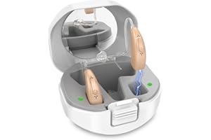 Lentorgi Rechargeable Hearing Aids for Seniors with Noise Reduction, BTE Hearing Aids for People with Mild Moderate Severe Hearing Loss, Dual Microphones, Comfortable Fit - Beige