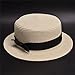 Lawliet Womens Straw Boater Hat Fedora Panama Flat Top Ribbon Summer A456 (Ivory)