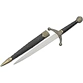 SZCO Supplies 16" Golden Spear-Point Replica Medieval Celtic Knot Knife with Scabbard,Gold/Black,211532-GD