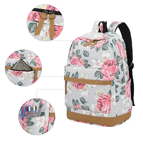 image for BLUBOON School Backpack Set Canvas Teen Girls Bookbags 15 inches Lapto