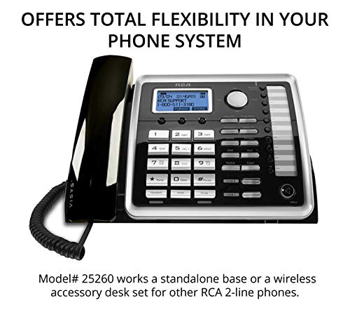 RCA 25260 2-Line Expandable Phone System - Full Duplex Telephone with Built-in Intercom (2-Pack) Bundle with RCA 25055RE1 DECT 6.0 Cordless Accessory Handsets (2-Pack) and 4 Blucoil AA Batteries