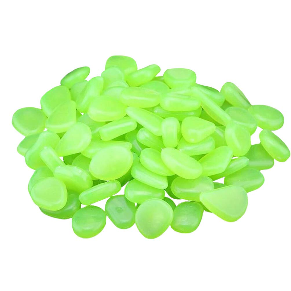 Toyvian Glow in the Dark Pebbles Luminous Gravel Cobblestones Rocks Stones for Aquarium Fish Tank Garden Yard Walkway Decorations Vase Filler 100pcs (Green)
