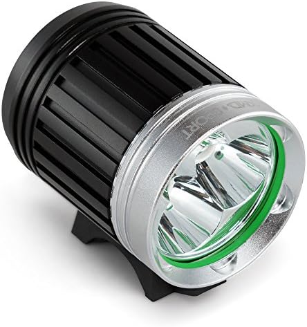 KMD SPORT Super Sale 3600 Lumens Bike LED Headlight 5200mAh Battery & Free Headband | Waterproof Cycling Lights | 4 Lighting Modes | Headlamp Set for Mountain, Road & Touring Bikes (Black & Silver)