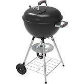 Megamaster 18" Charcoal Grill, Adjustable Air Vent with Storage Rack | Offers Porcelain-enameled Lid and Bowl, 245 Sq In Cooking Space, Removable Grease Tray, For Outdoor Cooking, Camping