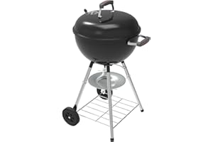 Megamaster Premium Charcoal Grill, 18" Heavy Duty Charcoal Kettle Grill, Outdoor Cooking, Camping Patio, Backyard, Tailgating, Black