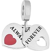 BlingNuts Pink Red Dangle Heart Charm fits Pandora Charms Bracelets Gift Love Women Wife Anniversary Family Birthday Valentine's Day