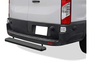 APS Rear Step Bar 5 inches Matte Black Compatible with Ford Transit 2015-2025 Full Size Van (Exclude 2022-2025 E-Transit) (Nerf Bars Side Steps Side Bars)
