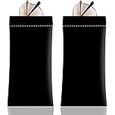 Anikathy 2Pcs Sunglass Eyeglass Glasses Case Soft PU Leather with Cleaning Cloth Portable Glasses Pouch Bag for Men Women