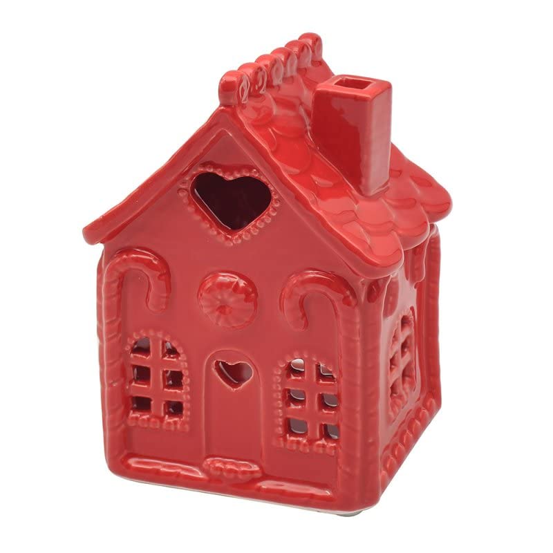 lesser and pavey LP53048 Tea Light Holder | Red Xmas House | 1 Piece-9x8x13 cm Accessory, Multicolor