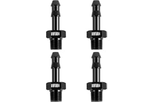 CNRAQR 1/8" NPT Male to 1/4" Hose Barb Fitting Adapter Straight Aluminum Black 4Pcs