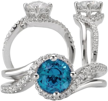 18k Elite Collection lab-created 6.5mm round alexandrite engagement ring wrapped in natural diamonds