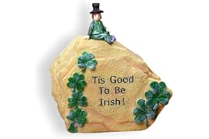 BANBERRY DESIGNS St. Patrick's Day Decoration - Message Stone with Irish Themed Clovers and Leprechaun - Green Shamrocks and "Tis Good to be Irish" - Perfect Desk or Shelf Decor Measuring 4"H x 3.5"W.