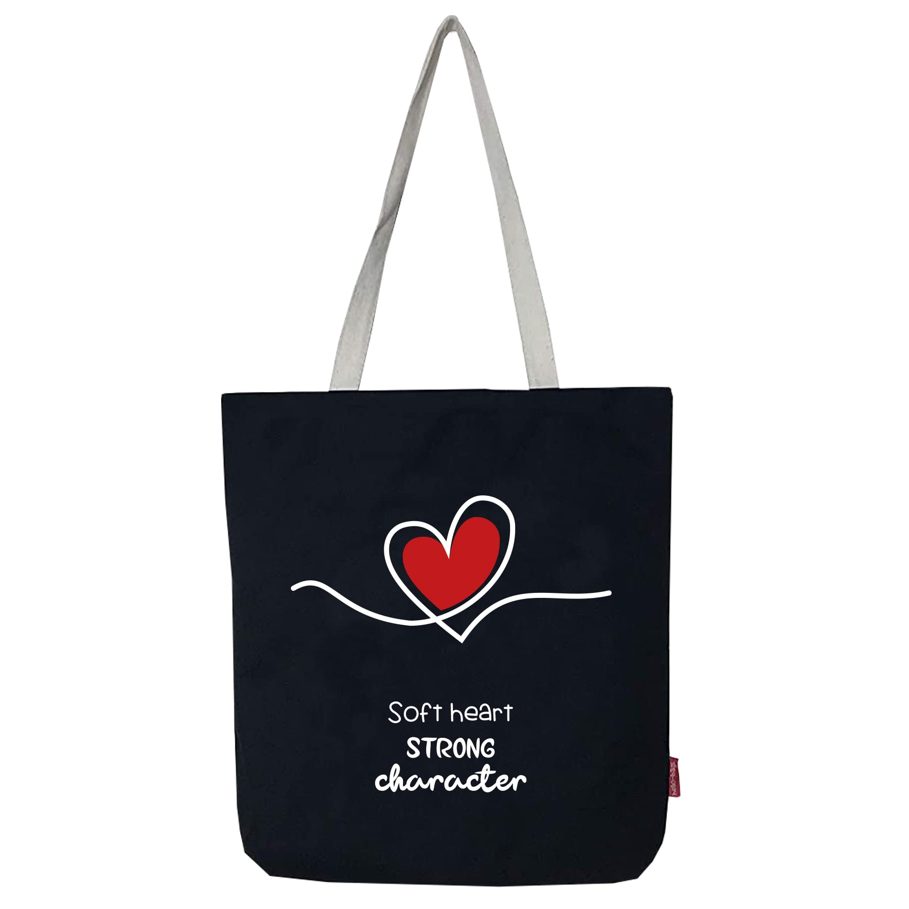 Hello-Bags. Canvas shopping bag. Exterior: 100% cotton. Includes zip, lining and inner pocket. Packaged in a KRAFT gift envelope. Model: SOFTHEART. Colour: ecru/black., black, 38, Contemporary