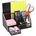 Mesh Office Desk Organizer with 3 Compartments + 3 Slots + Drawer - Can Be Used On Desktop | Table | Counter in Kitchen or Work Space - Black