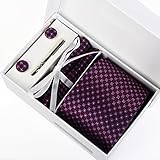 (BTS-01-K) Zakka Republic Mens Business Tie, Cufflinks, Pocket Square and 3