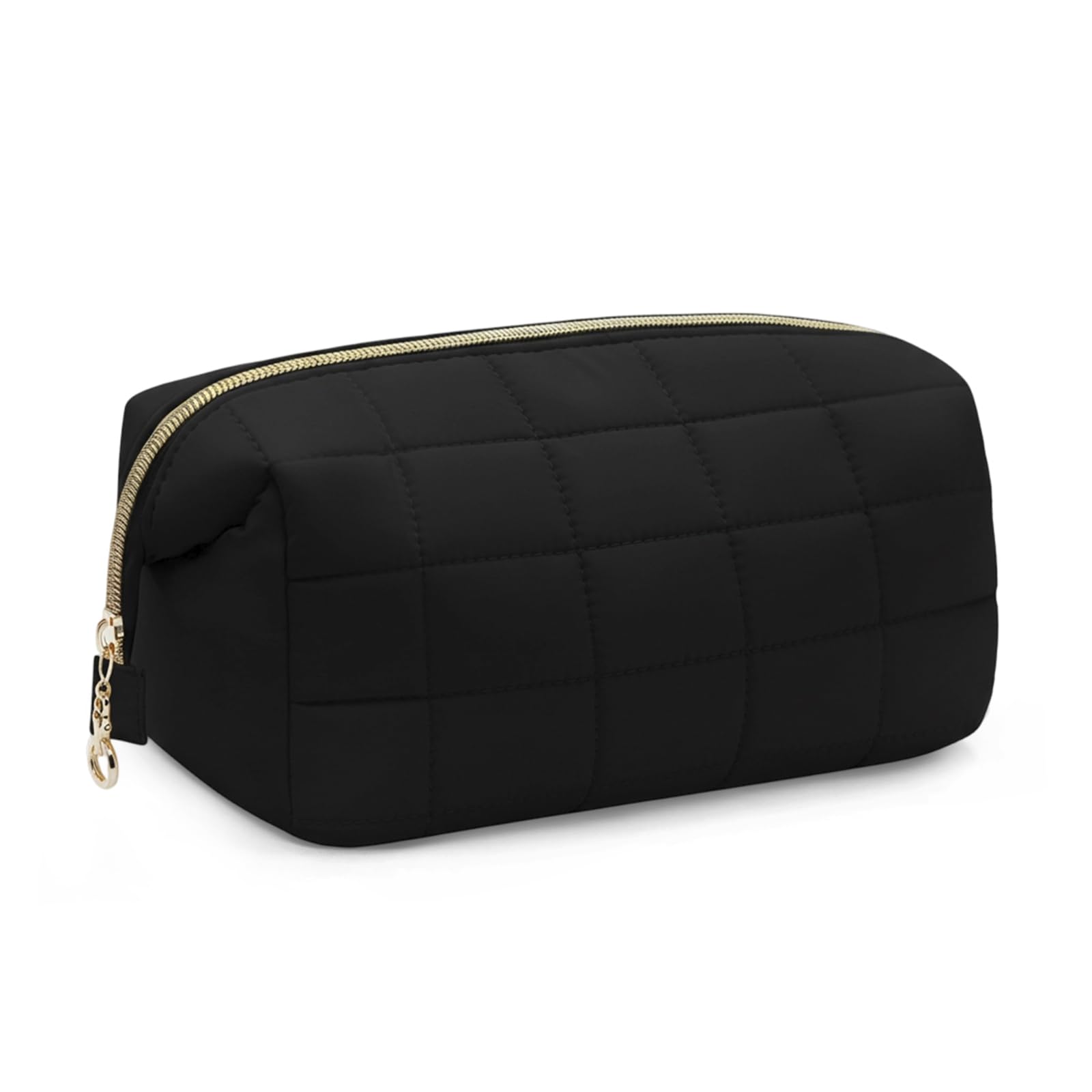 LJCZKA Large Portable Makeup Bag Capacity Puffy Lightweight Large Wide-Open Travel Bag Organizer Bag,Travel Pouch for Travel Essentials Toiletries Accessories Brushes (Black)