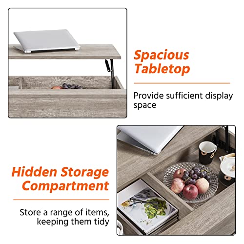 Yaheetech Lift Top Coffee Table With Storage And Metal Frame For Living