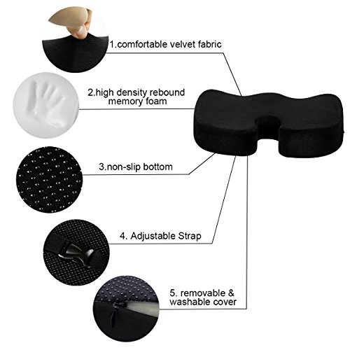 Lovehome Coccyx Orthopedic Comfort Foam Seat Cushion and Back Cushion