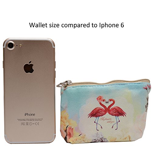 Women and Girls Cute Fashion Coin Purse Wallet Bag Change Pouch Key Holder (Flamingos)