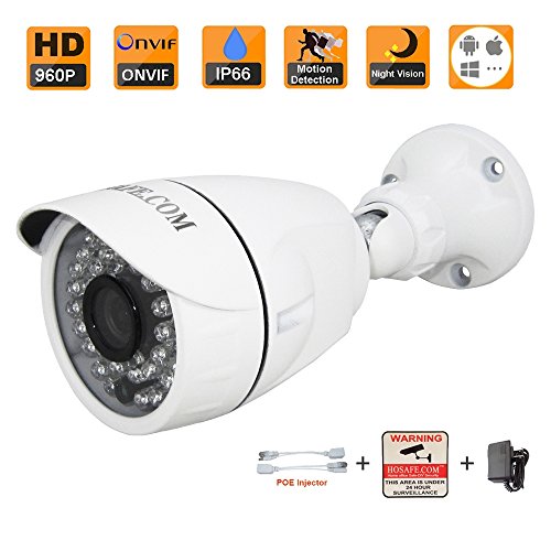HOSAFE 13MB6 HD IP Camera Outdoor Night Vision ONVIF Motion Detection Email Alert Remote View Via Smart Phone/Tablet/PC, Working With Foscam IP Camera Software Blue Iris iSpy IP Camera DVR(White)
