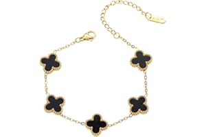 GEWK Cat Clover Lucky Bracelet for Women Men Girls Boys 18K Gold Plated Trendy Link Bracelet Adjustable Plated Lucky Jewelry Christmas Wedding Birthday Best Gifts