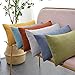 Kevin Textile Soft Solid Velvet Toss Throw Waist Pillow Cover Durable Pillowcase Fashion Striped Corduroy Oblong Christmas Cushion Cover, 30 x 50 cm, Set of 2, Primrose Yellow
