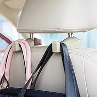 IPELY Universal Car Vehicle Back Seat Headrest Hanger Holder Hook for Bag Purse Cloth Grocery (Beige -Set of 2)